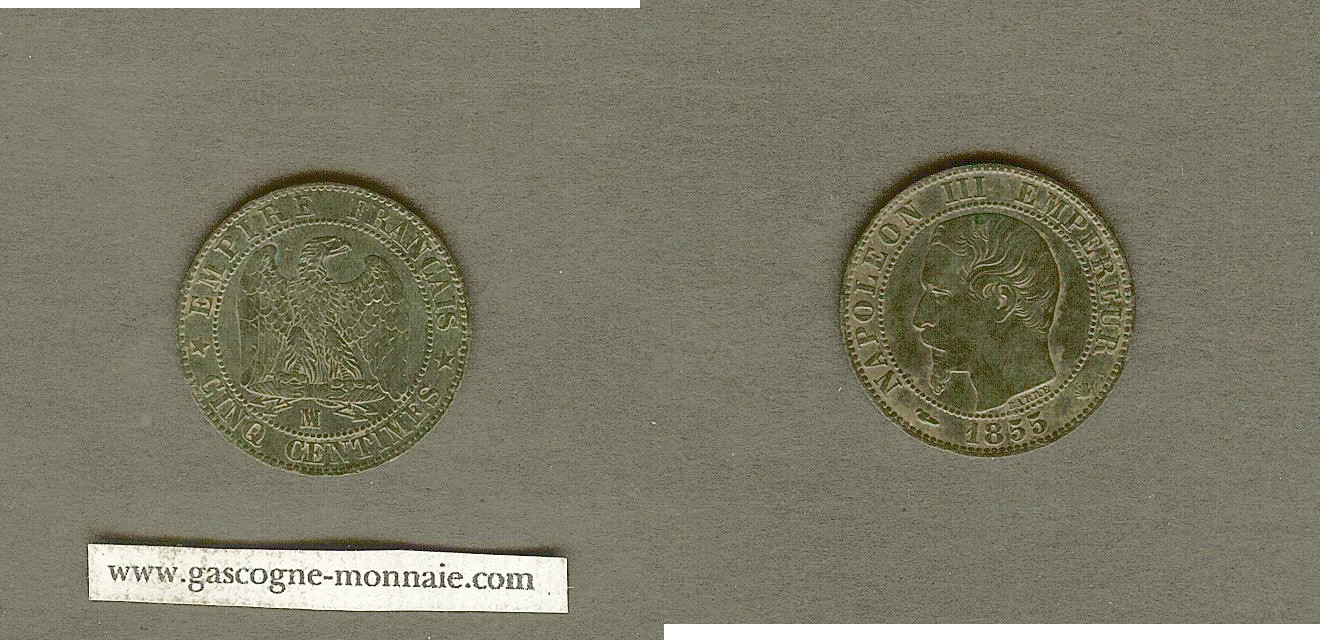 5 centimes 1855 MA Chien Marseille SUP